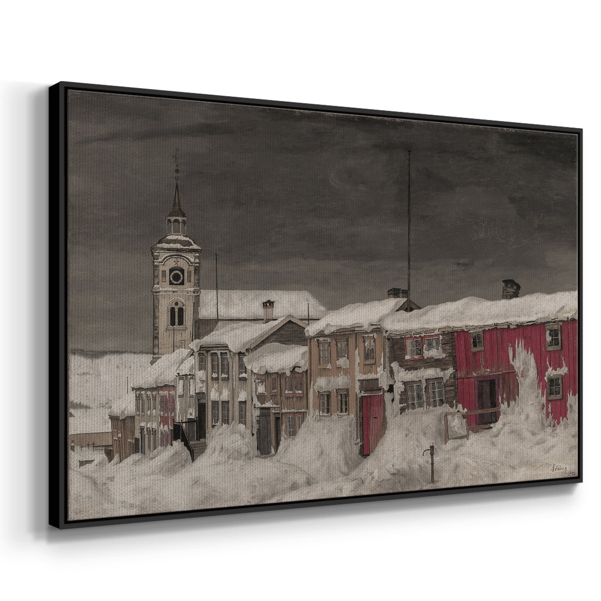 Vintage Botanical Print-XCVI By Wexford Home Framed in Black Wood Gallery Wrapped Canvas 25 in. x 37 in.