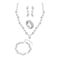thumbnail image 1 of Kit 4 Pz Joyería Juego De Collar Pulsera Pendientes Y Anillo Plateado, 1 of 5