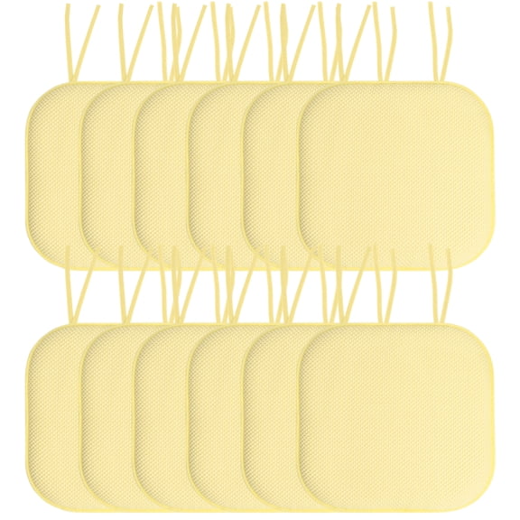 Memory Foam Honeycomb Non-Slip Back Chair Cushion Pad with Ties 2, 4, 6 or 12 Pack