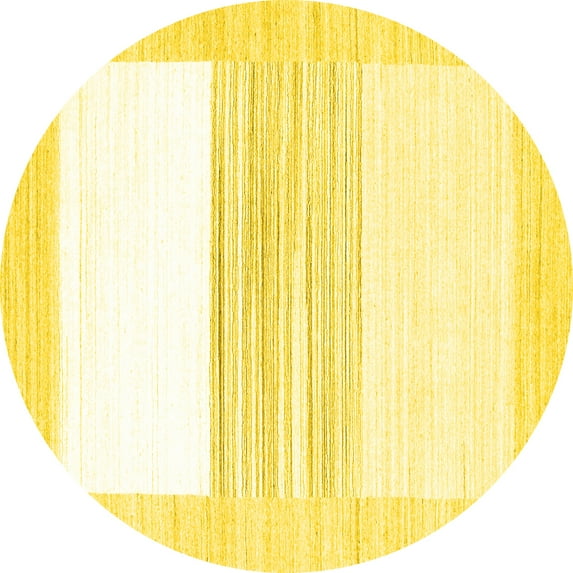 Ahgly Company Machine Washable Indoor Round Solid Yellow Modern Area Rugs, 3' Round