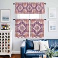 thumbnail image 2 of Bohemia Turkish Pattern Kitchen Curtains Valances and Tiers Set of 3 Purple Retro Ethnic Style Tier Curtains and Valance with Rod Pocket for Small Windows, 27.5"x24", 2 of 9