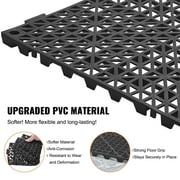 SKYSHALO 12 x 12 Black PVC Interlocking Floor Mats Waterproof, Non-Slip 50 Piece