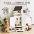 thumbnail image 6 of Dog Feeding Station with Storage, Dog Food Cabinet with 2 Hidden Feeding Bowls, Flip-Top Pet Storage Cabinet, Pet Food Holder, White Grain, 6 of 8