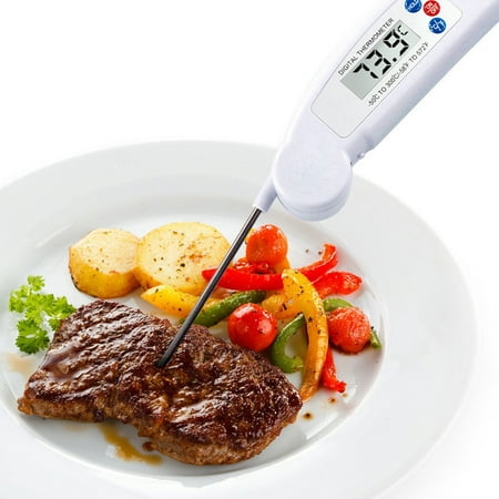 

QWANG Digital Food Thermometer LCD BBQ Folding Probe Easy Temp Catering Cooking Pocket