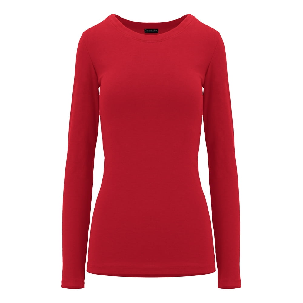 ClothingAve - ClothingAve. Women's Comfy Long Sleeve Round Neck Undershirt Fitted Top | Layering