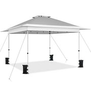 Topeakmart 13 x 13 ft Pop-Up Canopy with Overhang and Rolling Storage Bag, Light Gray/White