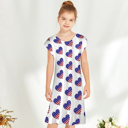 

Giligiliso Clearance Toddler Swimsuits 4th of July Little Baby Girls Independence Day Fashion Cute Short Sleeve Star Print Dress