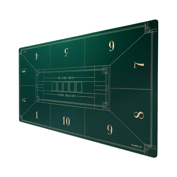 SLOWPLAY 94 x 47 Inch Texas Hold'em Poker Mat | Portable Poker Table Top with Art Deco Layout Print, Hemmed Edges, Smooth Surface, and Premium Carryi