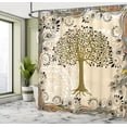 thumbnail image 4 of Ambesonne Nature Shower Curtain, Tree of Life Motif Peacock, 69"Wx84"L, Pale Coffee, 4 of 4