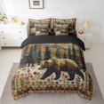 thumbnail image 2 of Manfei Wild Animal Bear 7 Pieces Bedding Comforter Set,Retro Rustic Flower Full Bedding Set,Ink Moutain Pine Pattern Fitted Sheet Flat Sheet For Men Women,Microfiber Bedroom Decor Reversible, 2 of 8