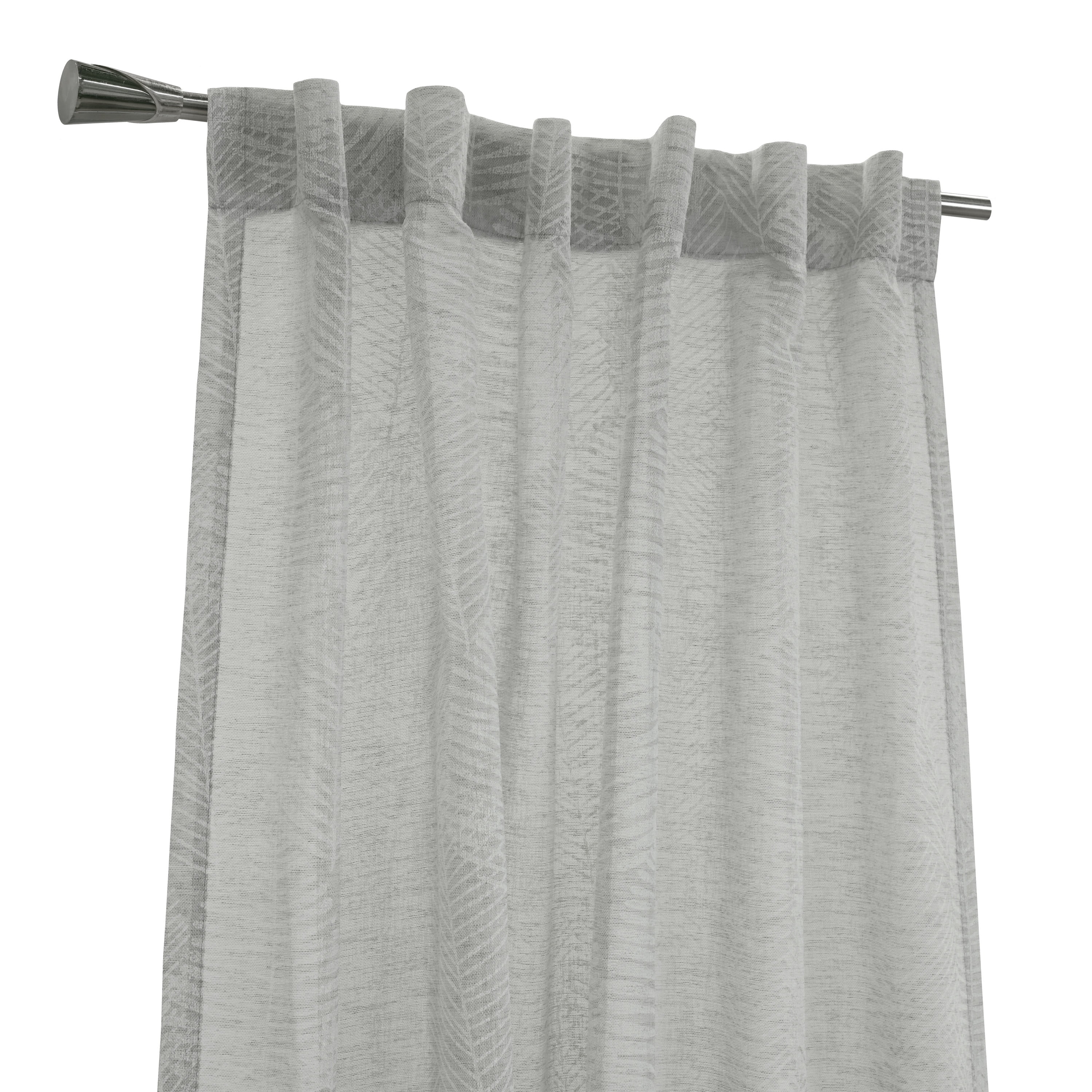 Troy Faux Linen Dual Header Printed Curtain Panel 52" x 95" in Grey
