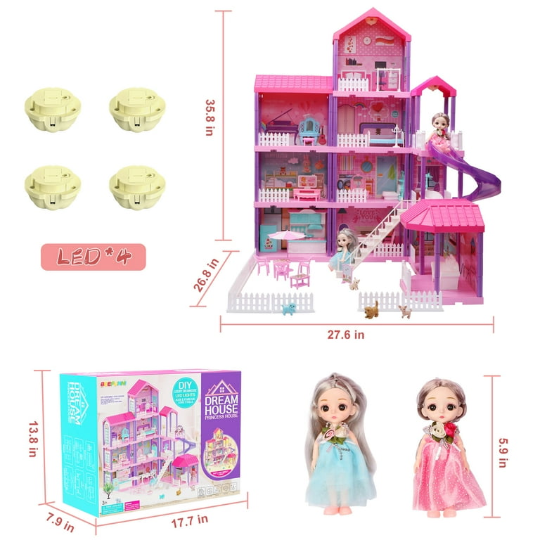 Beefunni 36 inch Dollhouse Playset Girl Toys, 11 Rooms with Doll Toy  Figures Toddler Playhouse Christmas Birthday Gifts for 3 4 5 6 7 Year Old  Girls