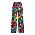 thumbnail image 6 of MYAOYI Women's Colorful Abstract Print Wide Leg Pants, Smocked High Waist Palazzo Trousers with Pockets, 6 of 7