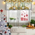 thumbnail image 5 of Sunflower Gnomes Curtain Valances for Windows, Kitchen Valance Window Treatments Panel 2 Pack, Spring Farmhouse Vintage Daisy Leaf Plaid Rod Pocket Short Curtains for Bathroom Bedroom 42 x 18 Inch, 5 of 8