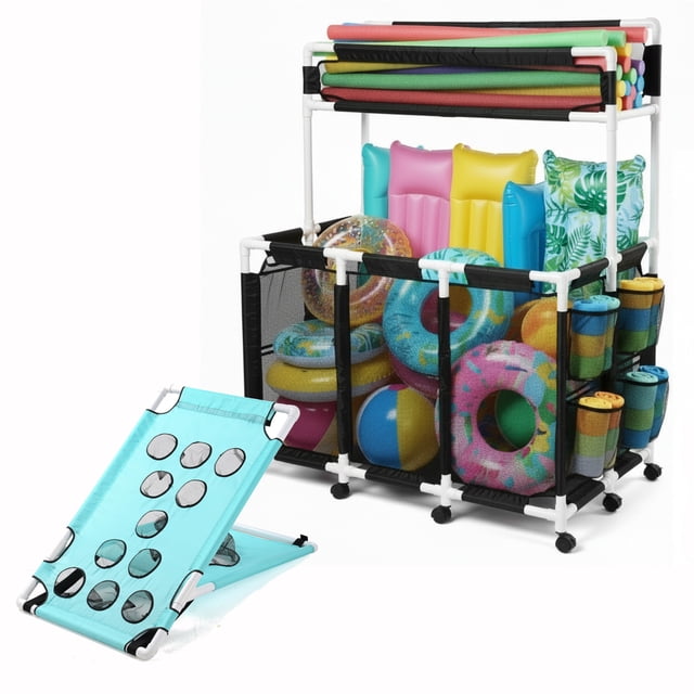 Yescom Bac de Rangement Flottant pour Piscine de 270 Gallons avec Sac de Haricots Portable, Jeu de Lancer, Plateau de Maïs