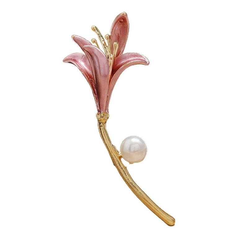 EMEGCY Tulip Brooches for Women Pearl Tulip Brooch Pins Tulip Rhinestone  Brooch Gold-plated Tulip Lapel Pin Jewelry Christmas Gift for Wife Mom Girls