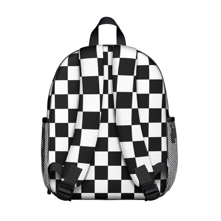 Black and White Checkered Backpack Backpack for School,Cute  display picture 1
