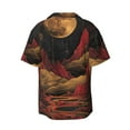 thumbnail image 6 of Lsque Lunar Mountains Golden Rivers print Men's Cuban Collar Short Sleeve Shirt Summer Beachwear Casual Button Down Fashionable Vacation Leisure Shirt-XX-Large, 6 of 7