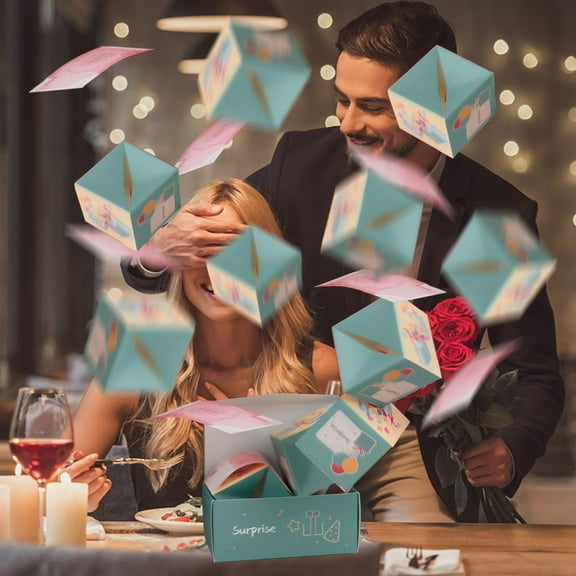 Surprise Gift Box Explosion for Money,Pop-Up Explosion Gift Box Surprise (12 Box Blue) - Folding Bouncing Present Box for Christmas, Birthday, New Year & Anniversary Parties