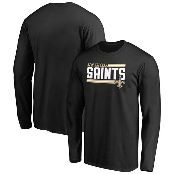 Men's Black New Orleans Saints Iconic Collection On Side Stripe Long Sleeve T-Shirt