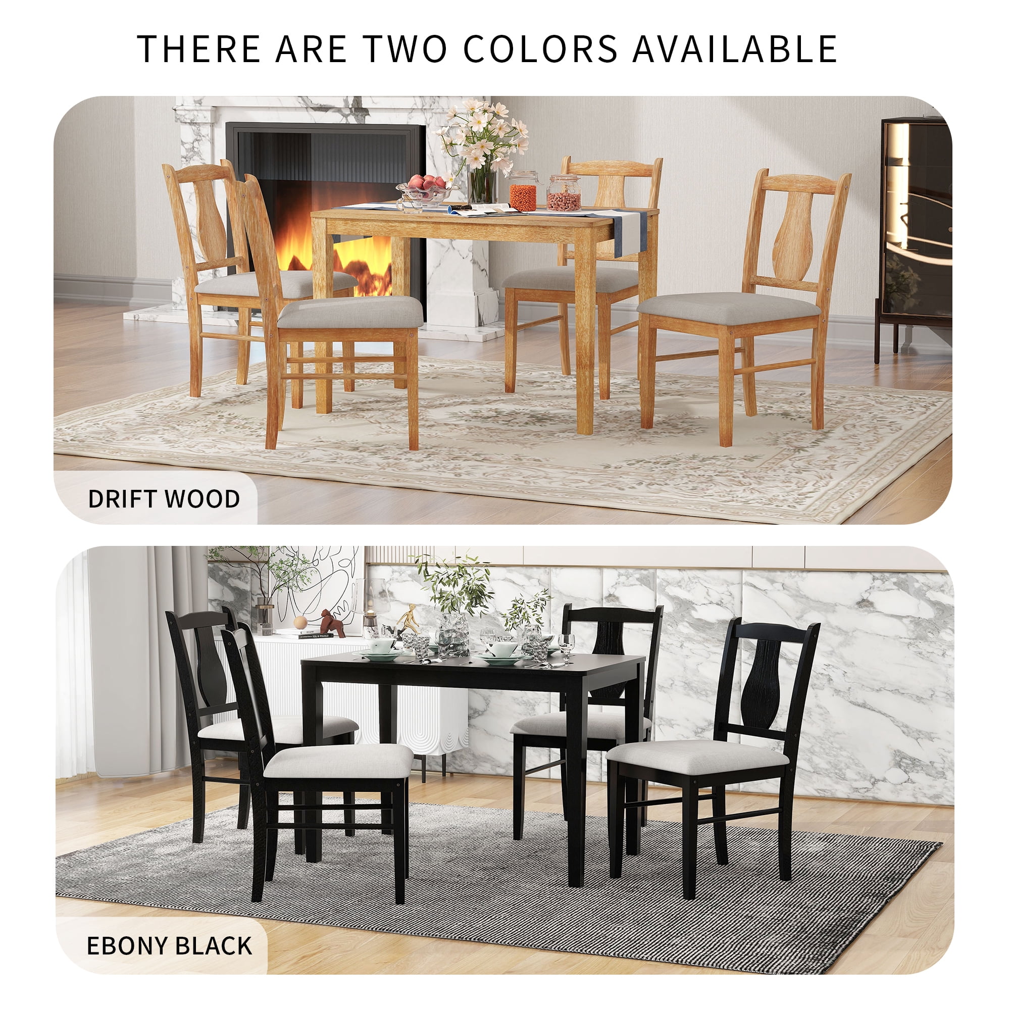 Euroco 5 Piece Modern Particle Board Dining Table Set, Natural