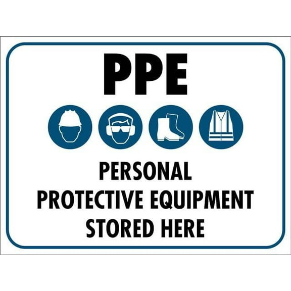 Ppe Personal Protective Equipment Stored Here Symbol Sign Rustic Metal Tin Sign Home Outdoor Art Wall Decorations For Cafe Bar Kitchen 12X8Inch