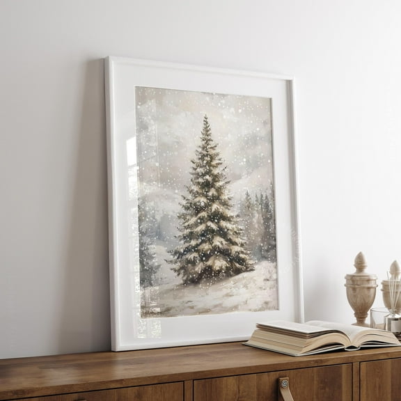 Vintage Christmas Tree Print, Winter Wall Art Farmhouse Print, Christmas Prints Winter Wall Art Holiday Home Decor Christmas, 32x48 UNFRAMED
