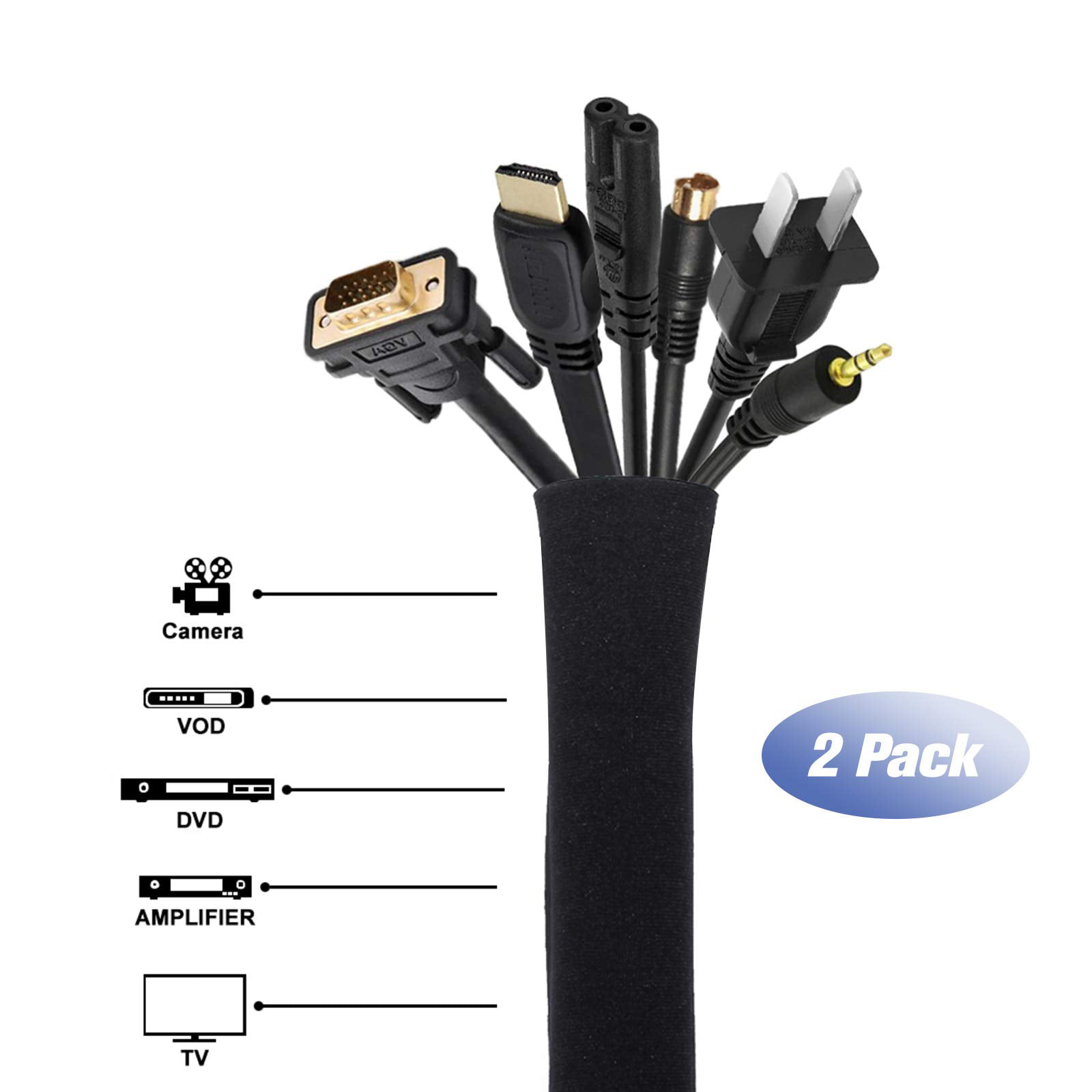 Eveo Easy Install TV Cable Zipper, 153-Inch