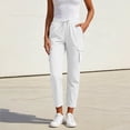 thumbnail image 5 of Hvogkswy Cargo Pants Women High Waisted Drawstring Solid Color Casual Straight-Leg Pants with Multi Pockets Lightweight Comfy Summer Cargo Pants, 5 of 6