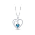 thumbnail image 3 of Heart shape Simulated Amethyst & Round Shape Natural Diamond Accent Heart Framed Pendant Necklace In 14K White Gold Over Sterling Silver (0.03 cttw I-J Color I2-I3 Clarity) With 18" Chain, 3 of 6