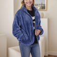 thumbnail image 4 of Gibobby Chamarra de invierno para mujer, Chamarra corta de forro polar mullido para mujer, para otoño e invierno, chaquetas de gabardina de invierno(Marina,XG), 4 of 5