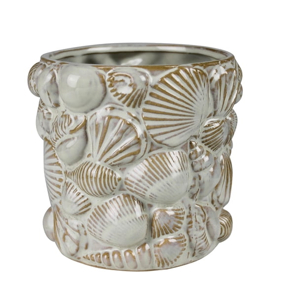 HomArt Shell Cachepot, 4-Inch, Ceramic