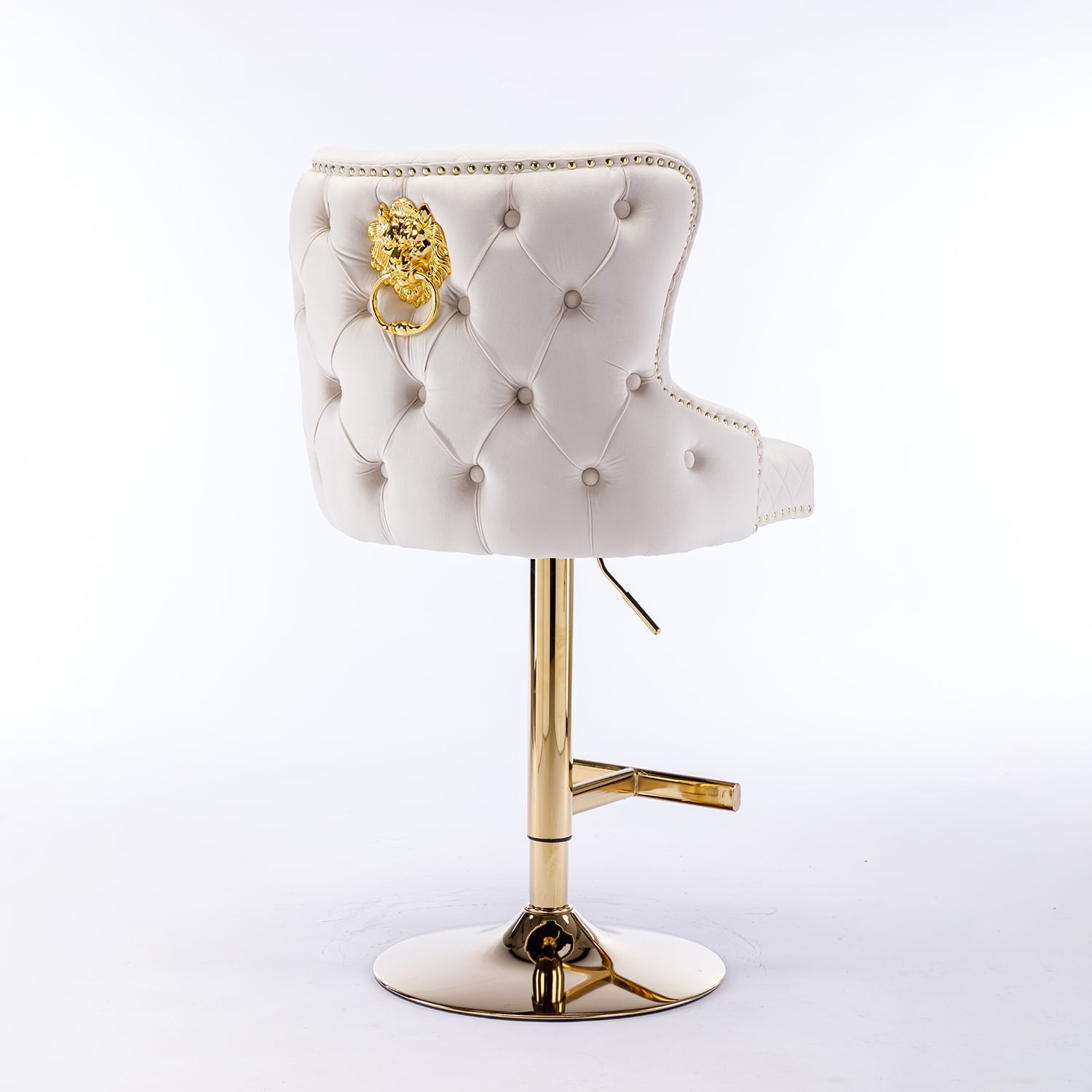 Demi Bonn 48" Adjustable Counter Height Bar Stools, Velvet Barstools with Back, Kitchen Island Countertop Chairs for Dining Room, Beige