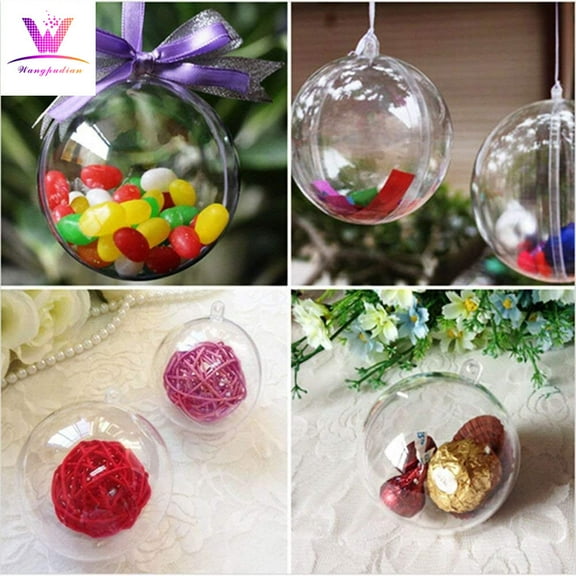 Clear Fillable Ornaments for Crafts 80mm Christmas Ornaments Balls Hanging Christmas Decorations Indoor Home Decor Supplies Clear Acrylic DIY Ornaments Christmas Tree Decorations