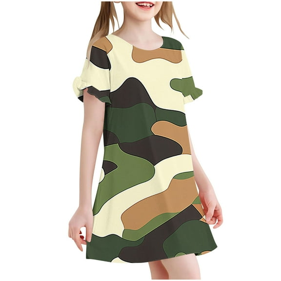 Auroural Sleepwear For Girls 5T Nightgown Girls Size 5 3-12 Years Children's Fashion Printed Dreamy Pajamas Mid Calf Nightgown