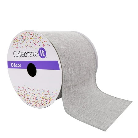 UPC: 0191518420463 | 4 Faux Linen Wired Ribbon by Celebrate It™ Décor