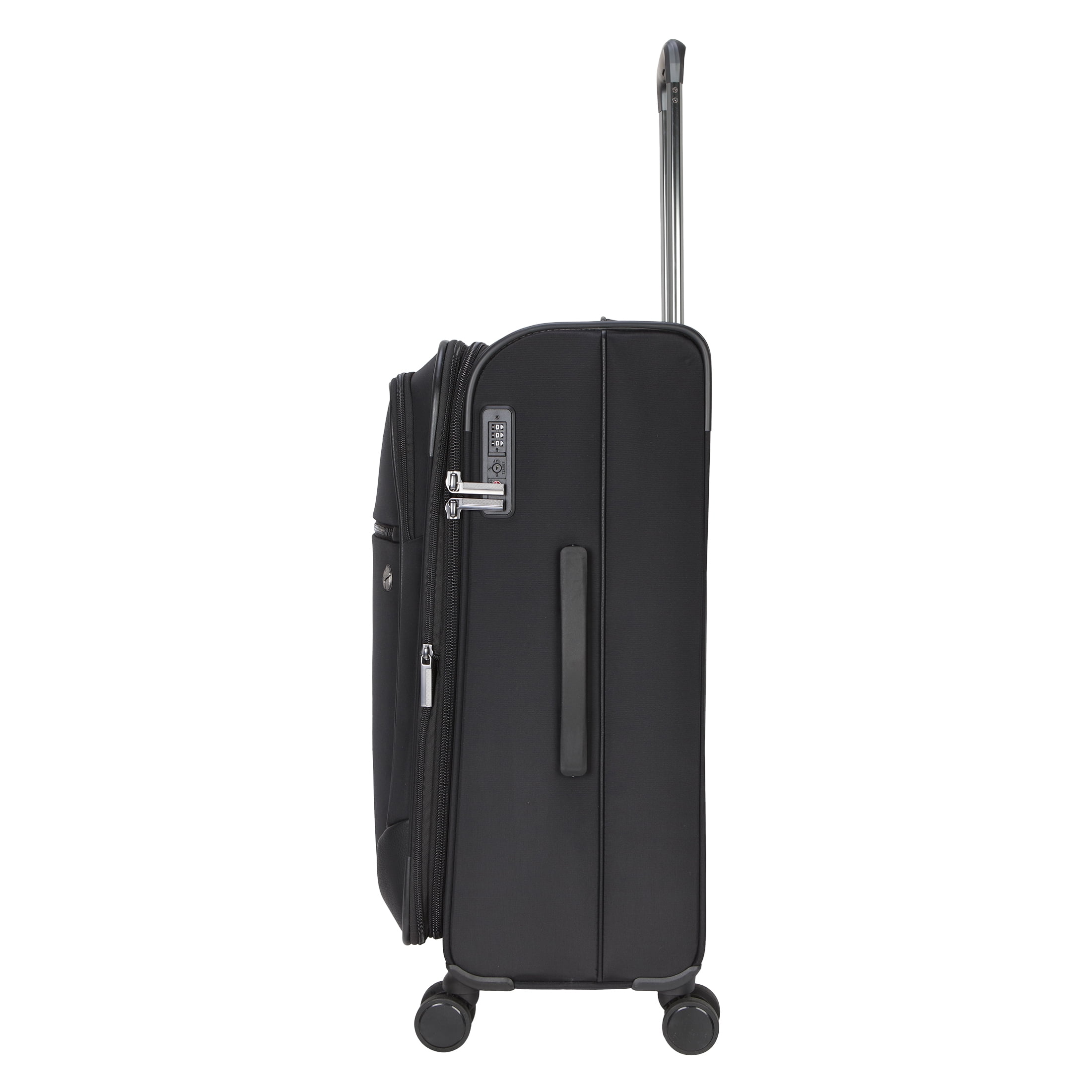 BTL 28-inch Checked Expandable Nylon Softside Upright Luggage With 360-Spinner Wheels and Divider Pockets, Black