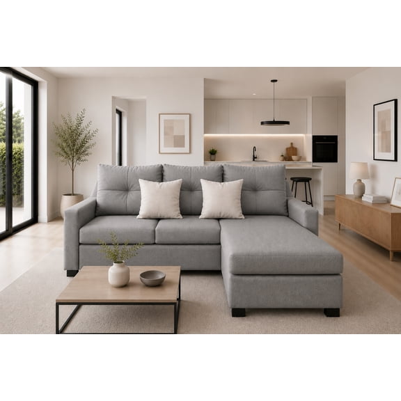 Sala Esquinera El Bazar Store Hermes Gris plata 215x165 cm Lado Izquierdo y derecho Lino nacional