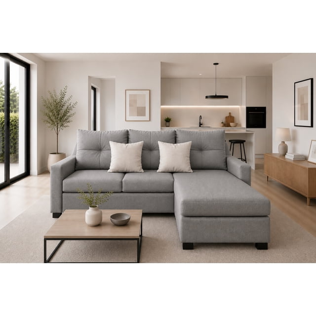 Sala Esquinera El Bazar Store Hermes Gris plata 215x165 cm Lado Izquierdo y derecho Lino nacional