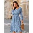 thumbnail image 4 of DARING DIVA Fall Long Sleeve Midi Floral Boho Dress S Blue, 4 of 7