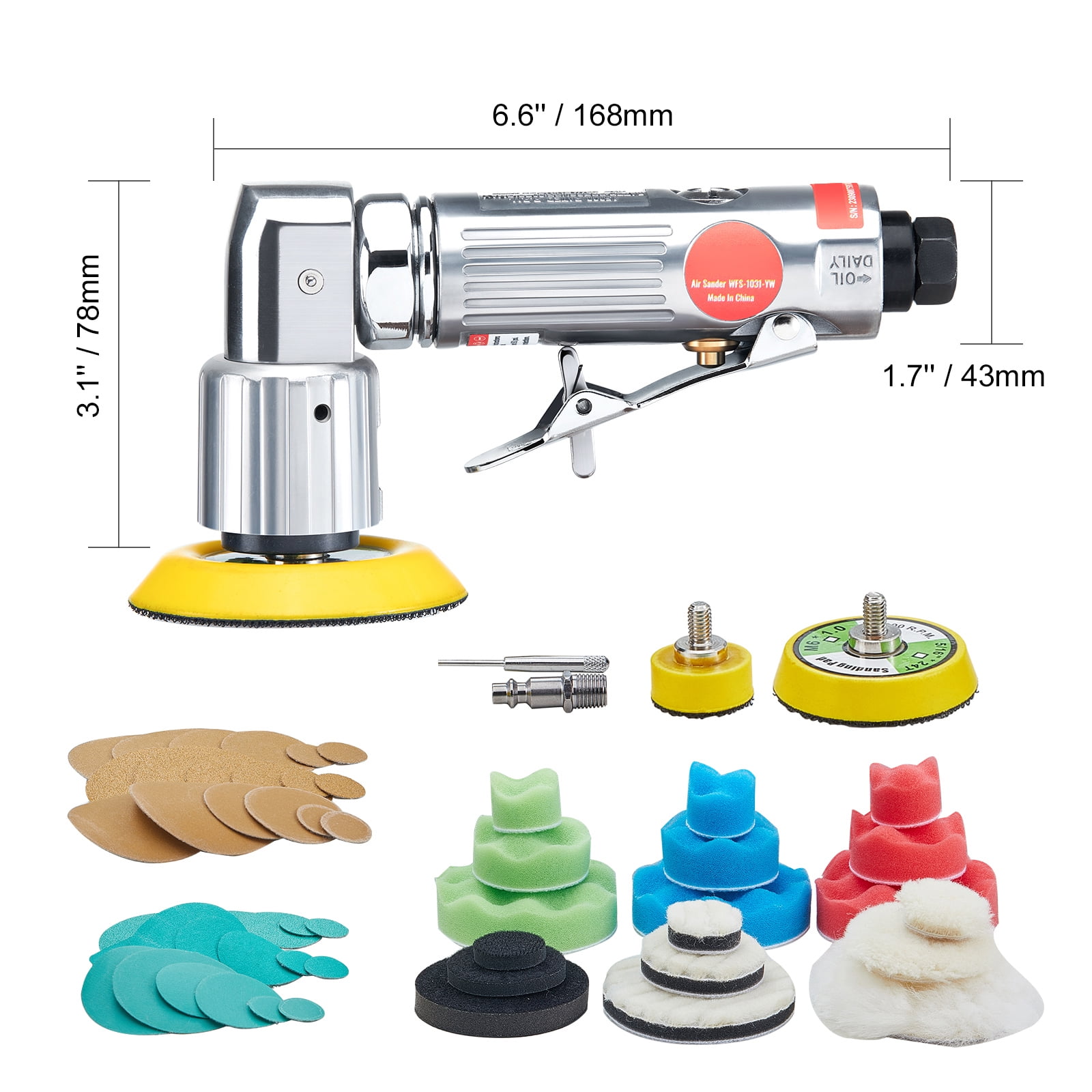 BENTISM WFS-1031-YW, Random Orbital Power Sander, 15000 RPM
