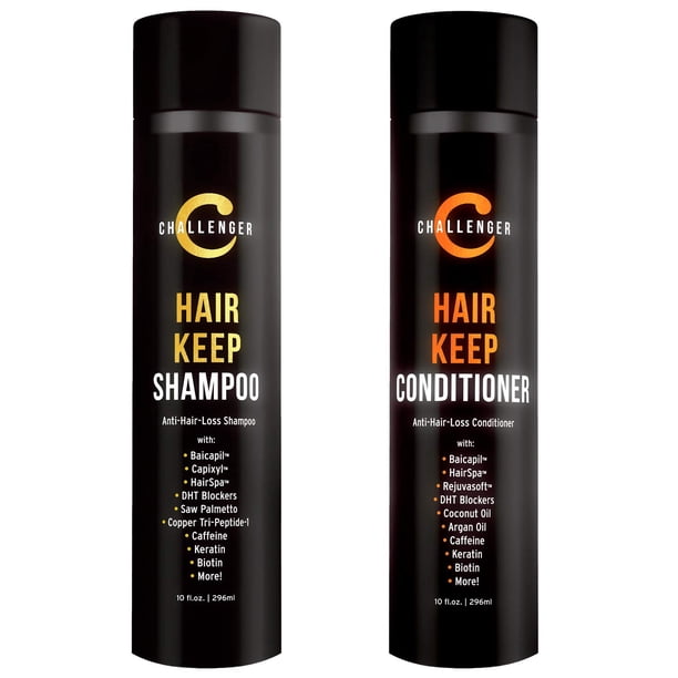 Challenger Champú y acondicionador para mantener el cabello para hombres, 2 botellas de 10 onzas | Combo de crecimiento del cabello | Bloqueadores de DHT | con Baicapil Capixil Rejuvasoft HairSpa | Ca