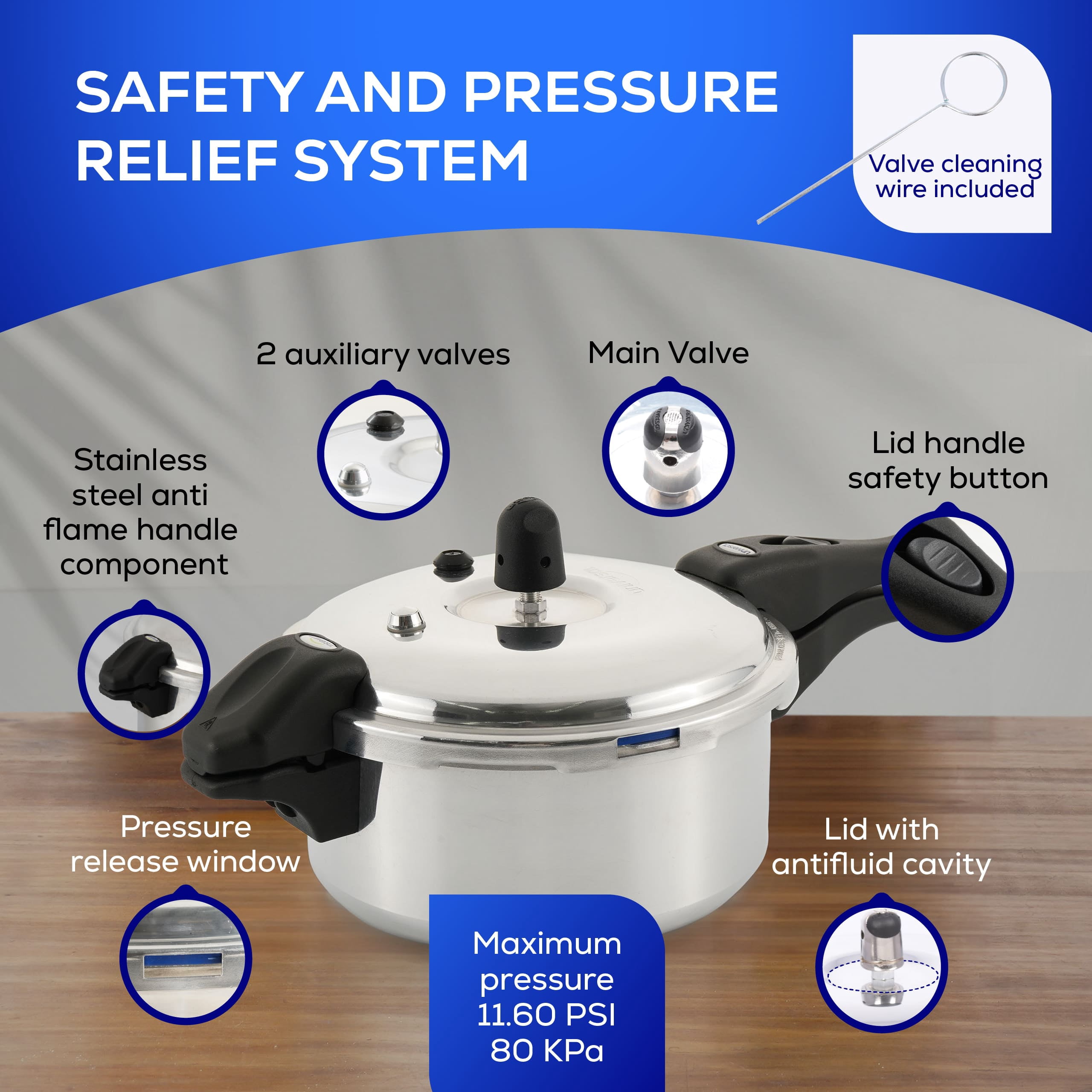 Universal (3.7 Quart / 3 Liter) Ultra Pressure Cooker, Pressure Pot with 6 Safety Systems, Aluminum Pressure Cooker for 4 Servings, Even Heat Distribution, Diameter 9.4 inches, Height 7 inches