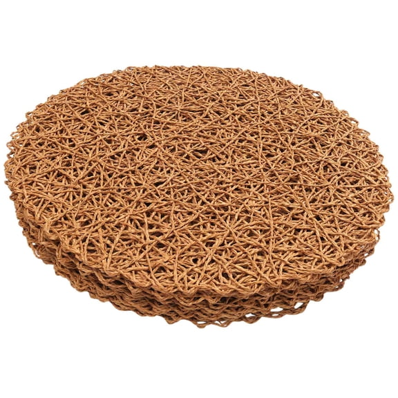 12PCS Round Paper Woven Placemats Rope Mesh Table Mats for Dining Party Wedding