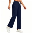 thumbnail image 2 of CHGBMOK Linen Pants for Women Drawstring High Waisted Wide Leg Pants Casual Loose Fit Trousers, 2 of 5