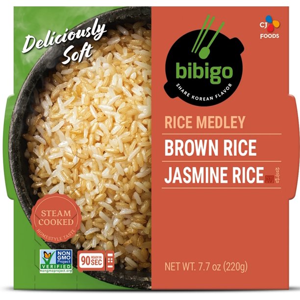 Bibigo Rice Medley, Brown & Jasmine Rice Bowl, Shelf Stable, 7.7 oz