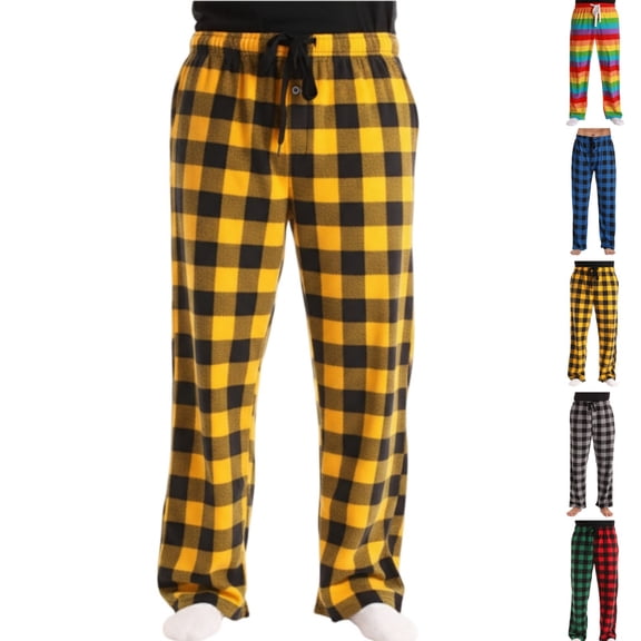 HAJWOH Mens Pajama Pants Lightweight Drawstring Waist Pants Checkered Sleep Lounge Pant