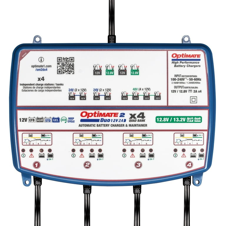 Optimate 12V/12.8V/13.2V 2A 4-Bank Dual Chem Battery Charger