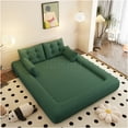 thumbnail image 4 of JERFIT 3-in-1 Convertible Floor Sofa Bed, Foldable Futon Couch with Pillows, Plush Teddy Fabric for Living Room, Guest Room, Playroom, Green, 4 of 10