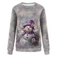thumbnail image 4 of Women's Vintage Christmas Animal Graphic Round Neck Sweatshirt, Ugly Sweater Long Sleeve Casual Pullover Top, Holiday Party Fashion Blouse,Light Purple,S, 4 of 6